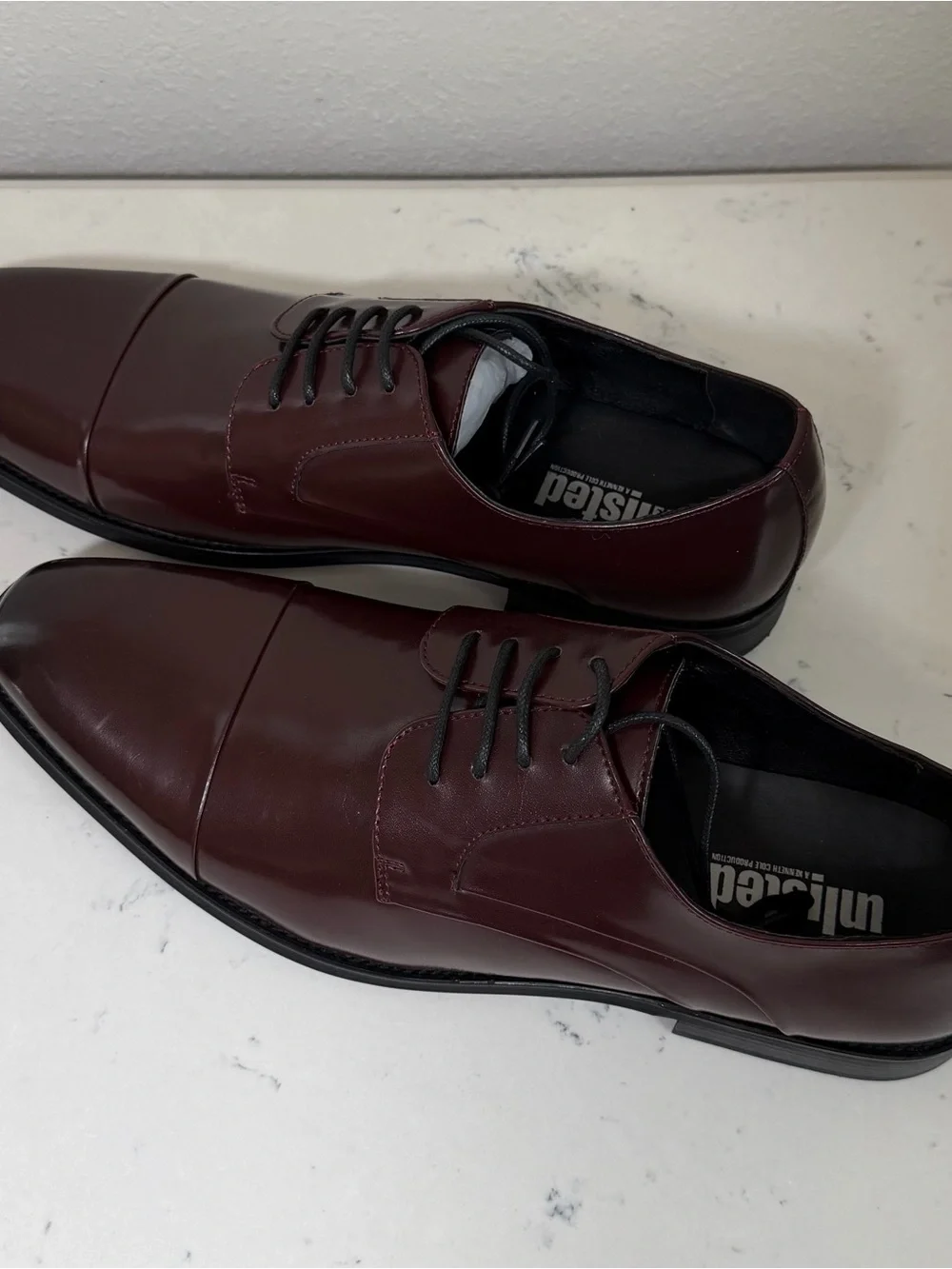 Unlisted by Kenneth Cole Men's Burgundy Leather Derby Shoes